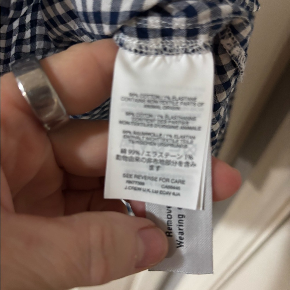J Crew Women's Navy and White Checkered Shirt - Picture 3 of 3